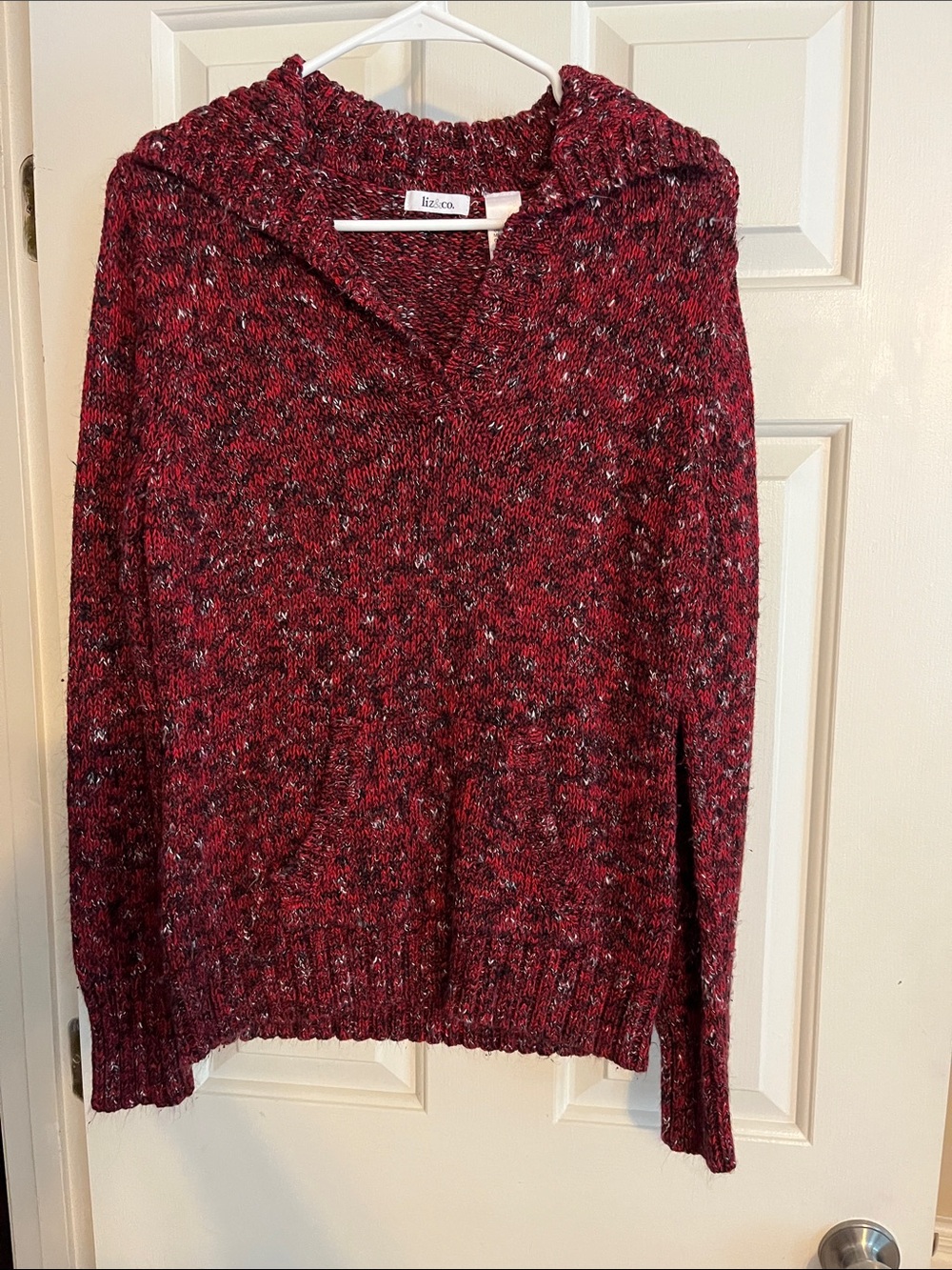 liz & co. Marled Burgundy Cowl-Neck Sweater